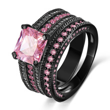 Rosa CZ Diamant 18kt Schwarzgold gefüllter Ring